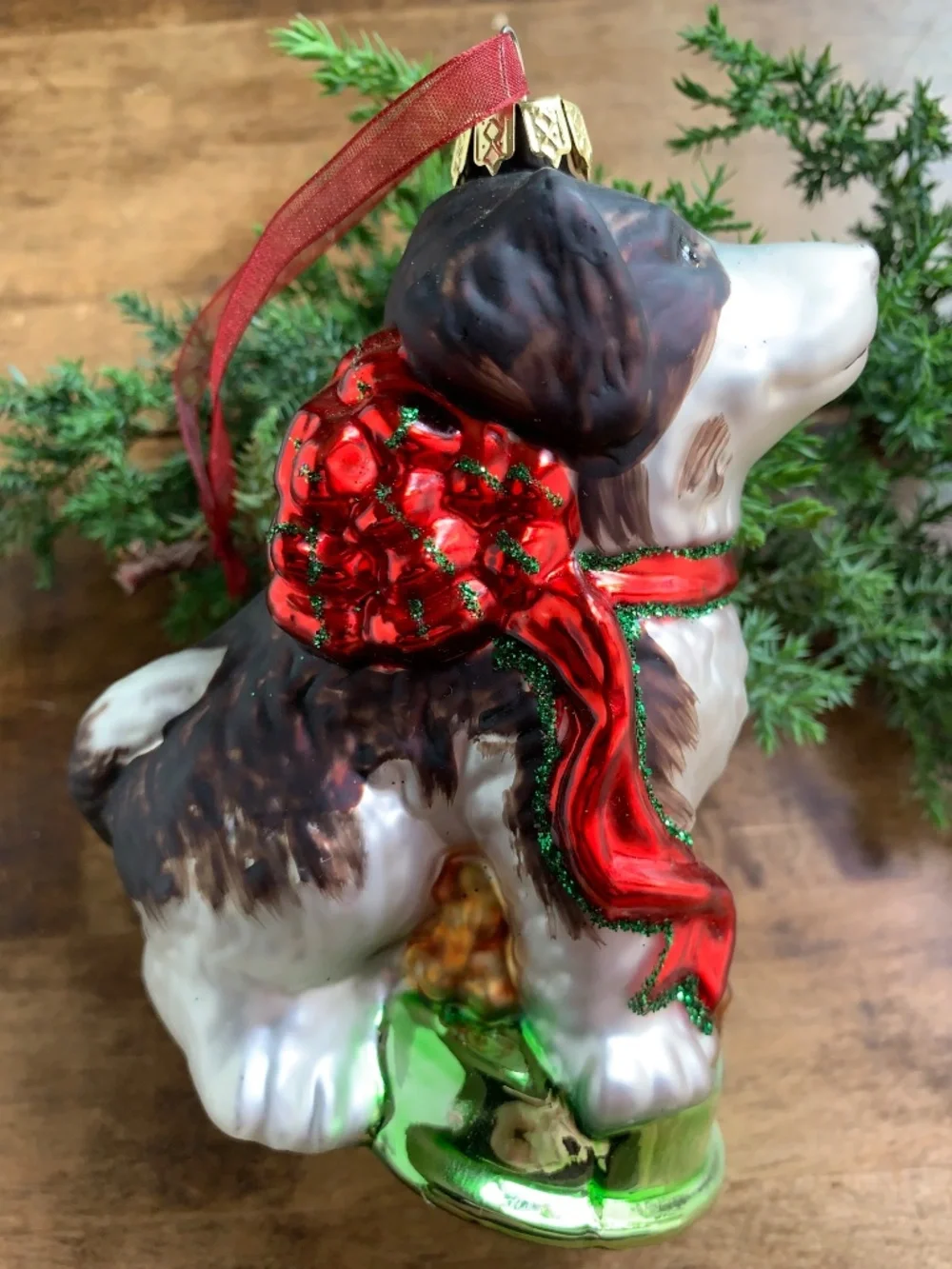 BORDER COLLIE DOG GLASS CHRISTMAS ORNAMENT LARGE HAND-BLOWN HOLIDAY DECOR